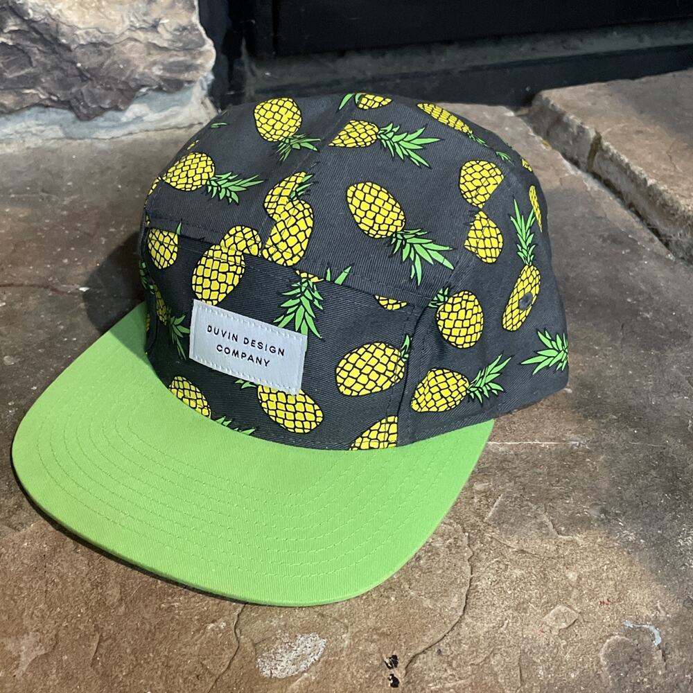 Duvin Design Company Hat Short Billed, Pineapple Designs With Green Bill